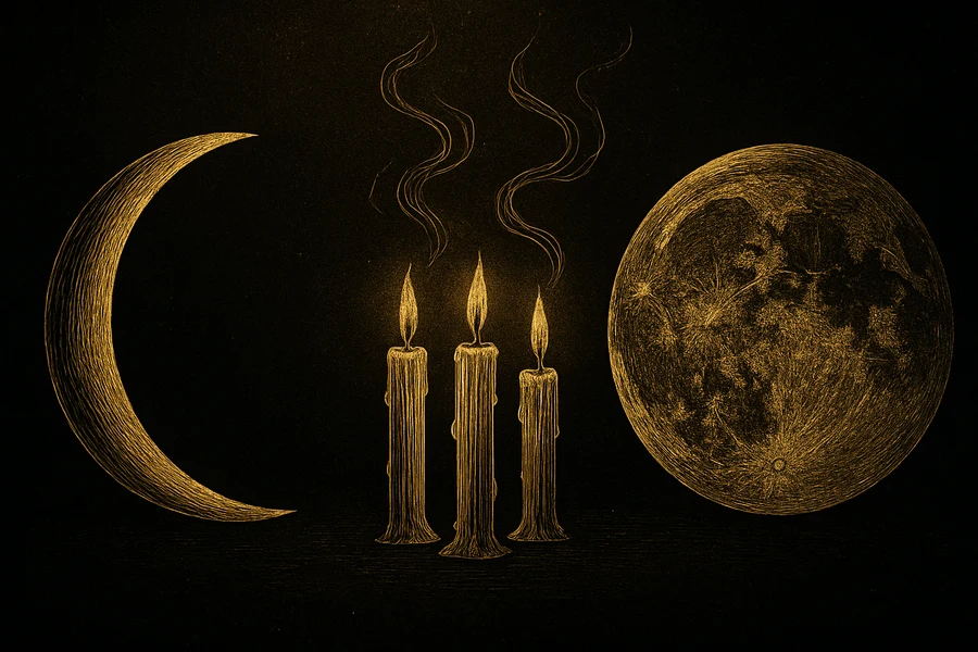 Yeniay ve dolunay arasında ritüel mumları